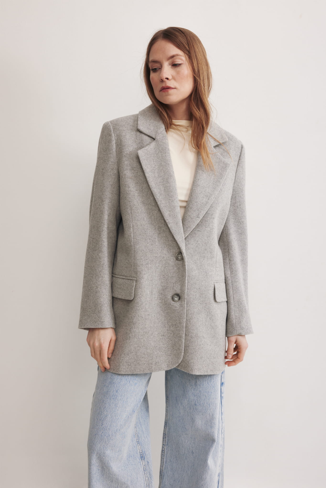 WEŁNIANA MARYNARKA MEL OVERSIZE GRAY NO 2